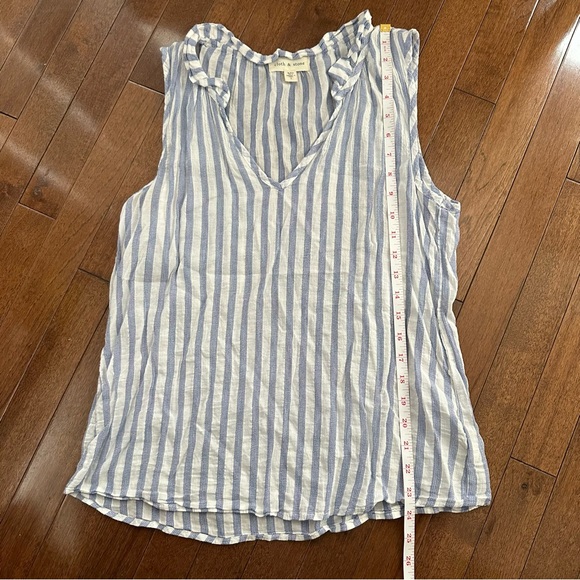 Anthropologie Cloth & Stone smock neck blue white stripe tank top blouse large - Picture 6 of 8